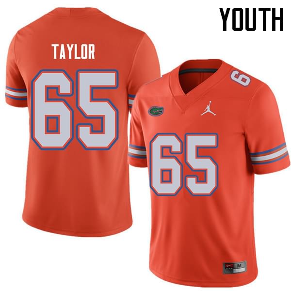 NCAA Florida Gators Jawaan Taylor Youth #65 Jordan Brand Orange Stitched Authentic College Football Jersey ZED5264EO